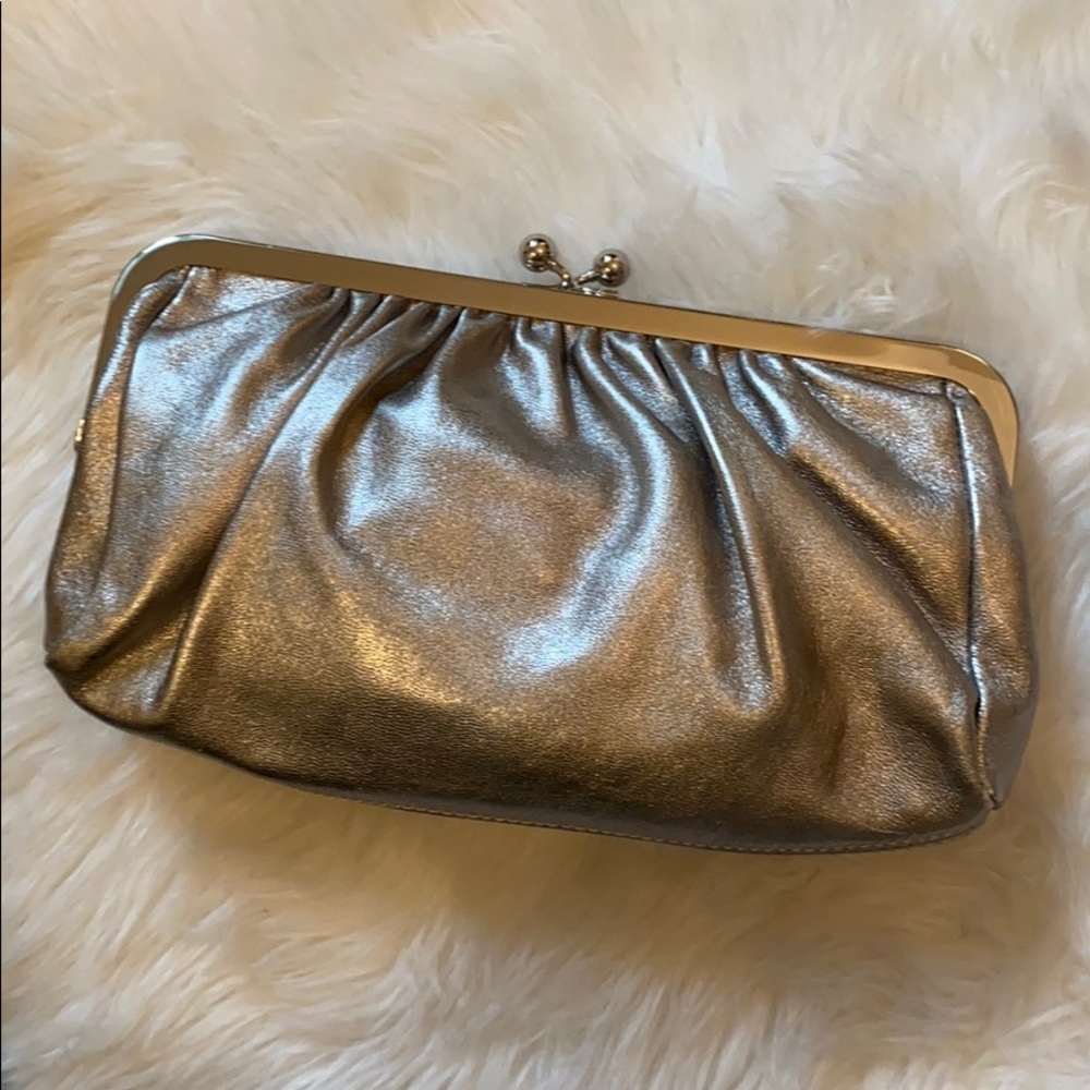 EUC Express Gunmetal Genuine Leather Clutch!